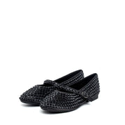 Ballerina Mary Jane in raso nero con strass - TreemmeCreazioni