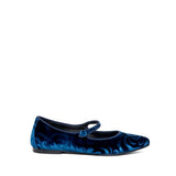 Ballerina Mary Jane in velluto blu damascato