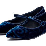 Ballerina Mary Jane in velluto blu damascato - TreemmeCreazioni