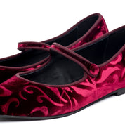 Ballerina Mary Jane in velluto rosso damascato - TreemmeCreazioni