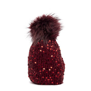 Berretto con paillettes e pon - pon. - TreemmeCreazioni