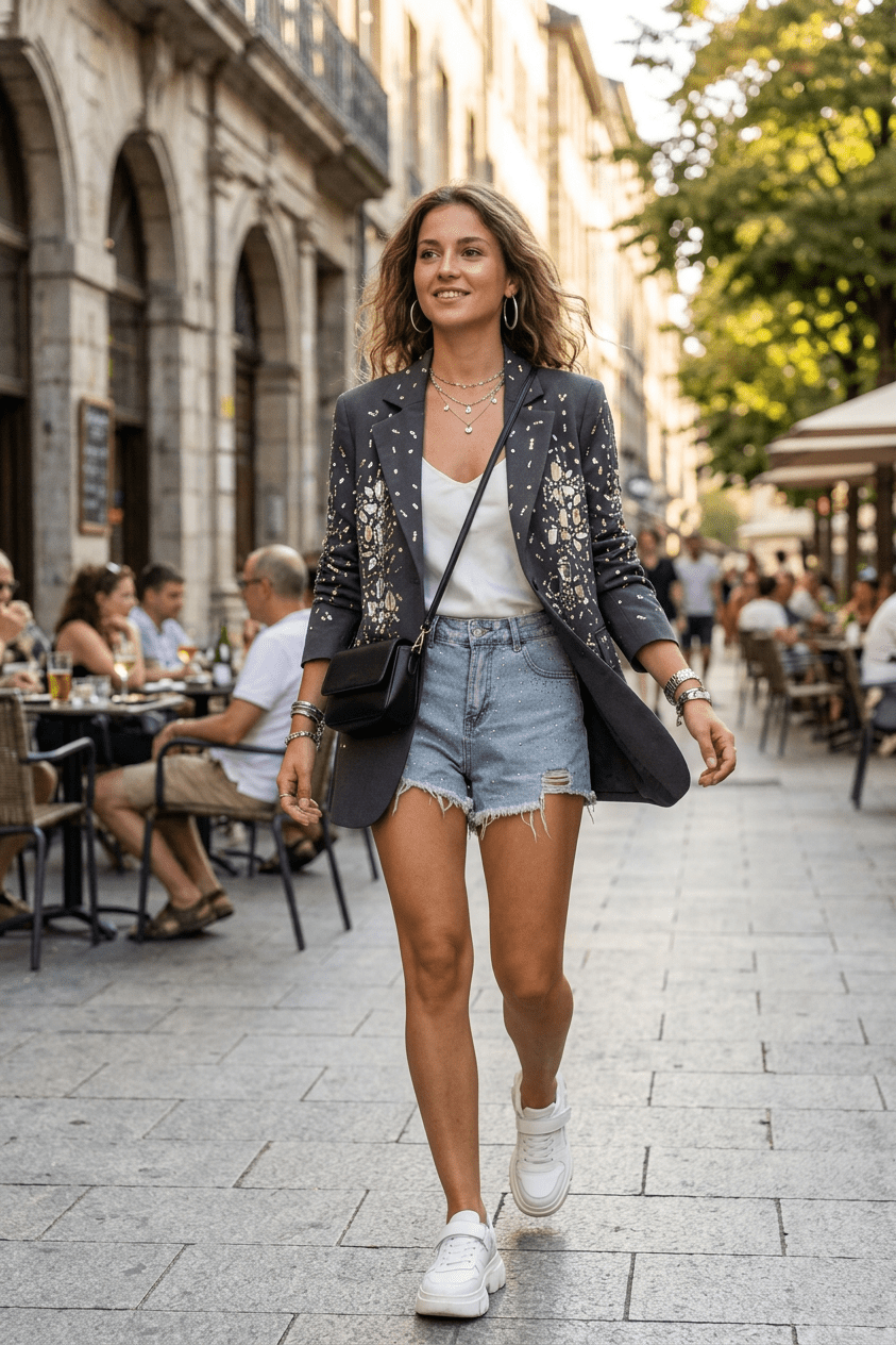 Blazer nero con applicazioni - TreemmeCreazioni
