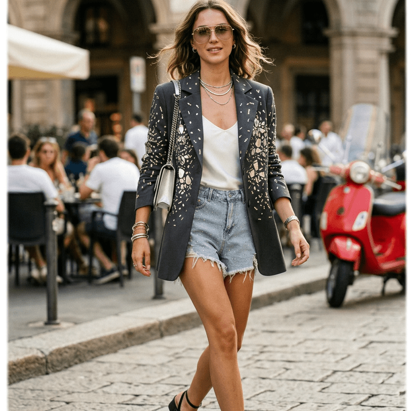 Blazer nero con applicazioni - TreemmeCreazioni