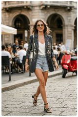 Blazer nero con applicazioni