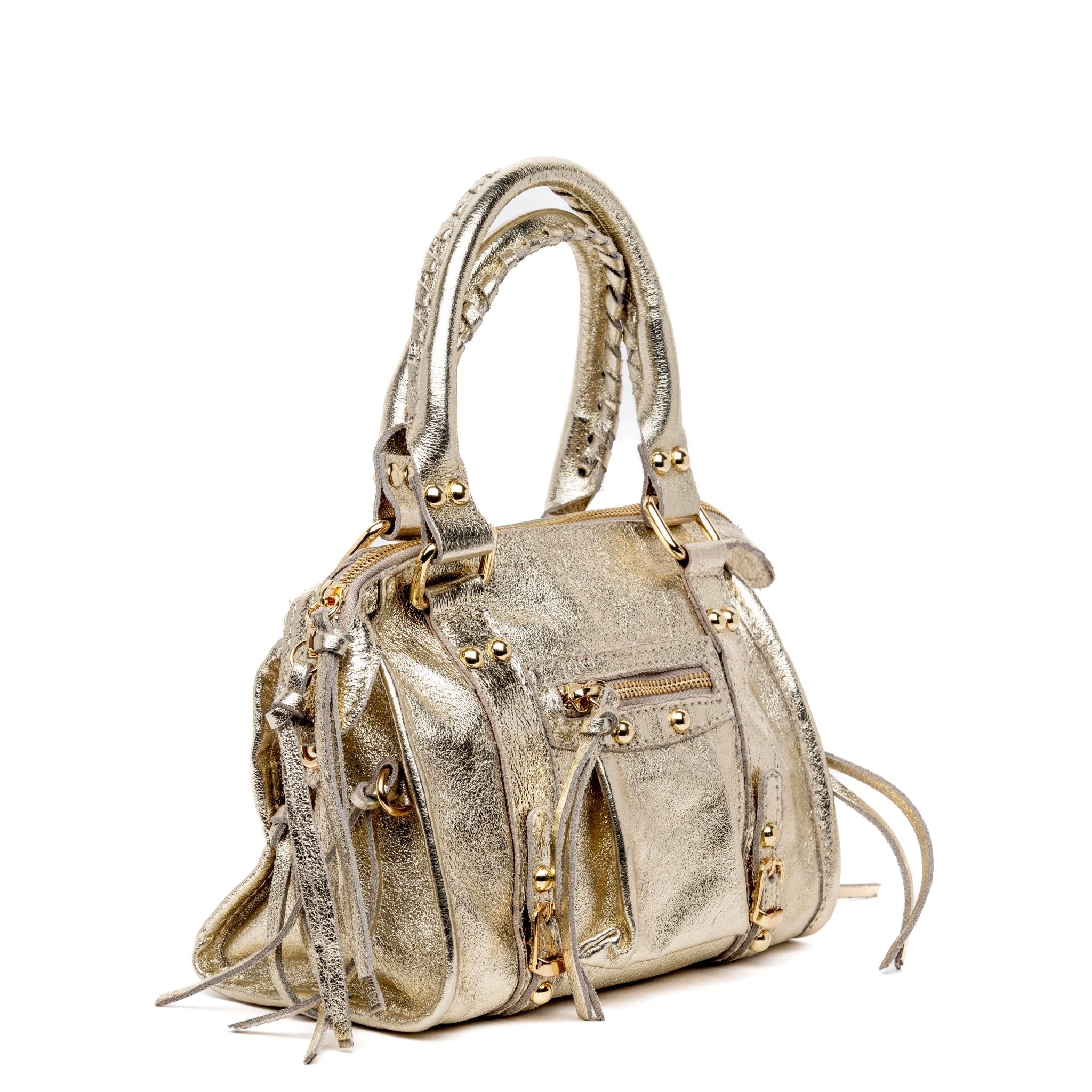 Borsa a bauletto city in pelle laminata platino. - TreemmeCreazioni