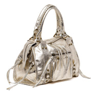 Borsa a bauletto city in pelle laminata platino. - TreemmeCreazioni