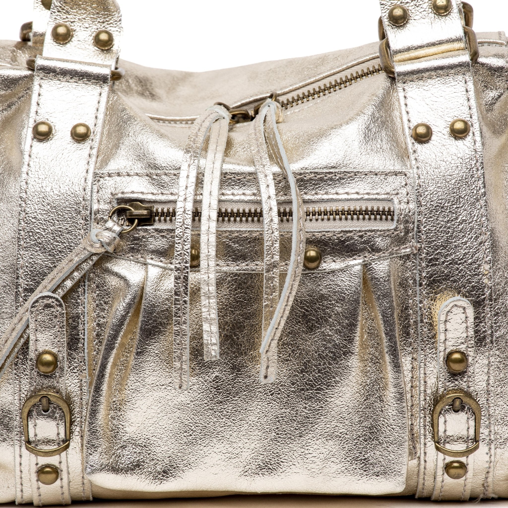 Borsa a bauletto city in pelle laminata platino. - TreemmeCreazioni