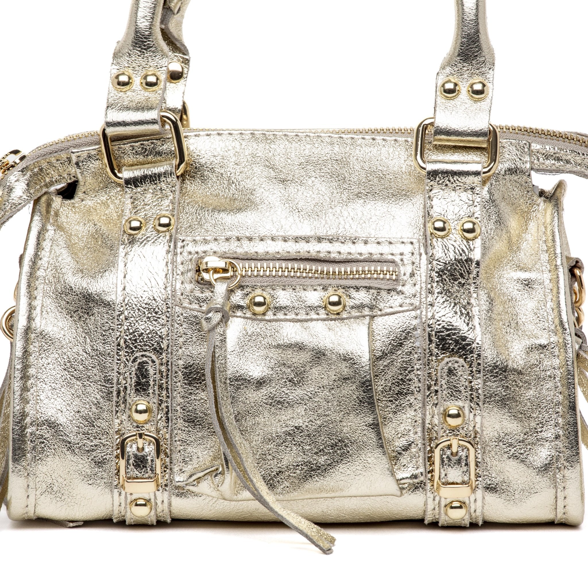 Borsa a bauletto city in pelle laminata platino. - TreemmeCreazioni