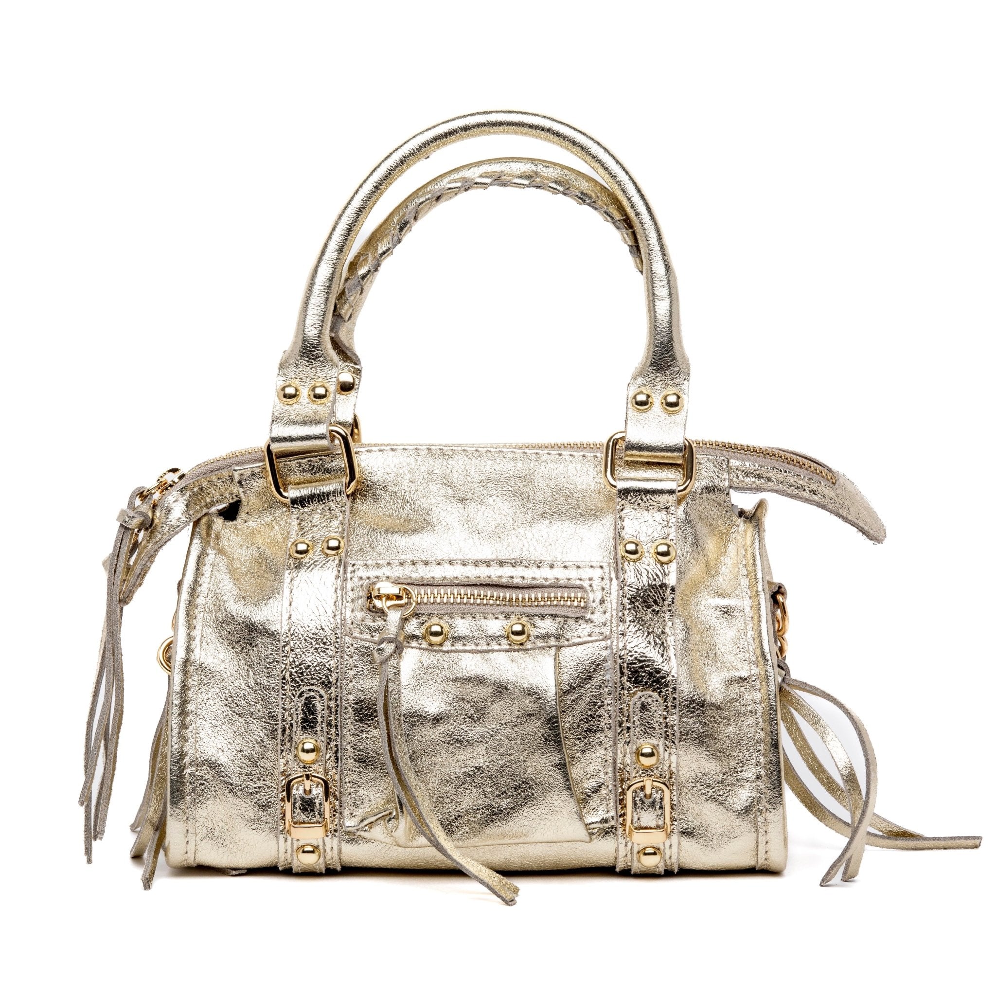 Borsa a bauletto city in pelle laminata platino. - TreemmeCreazioni