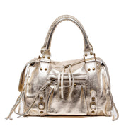 Borsa a bauletto city in pelle laminata platino. - TreemmeCreazioni