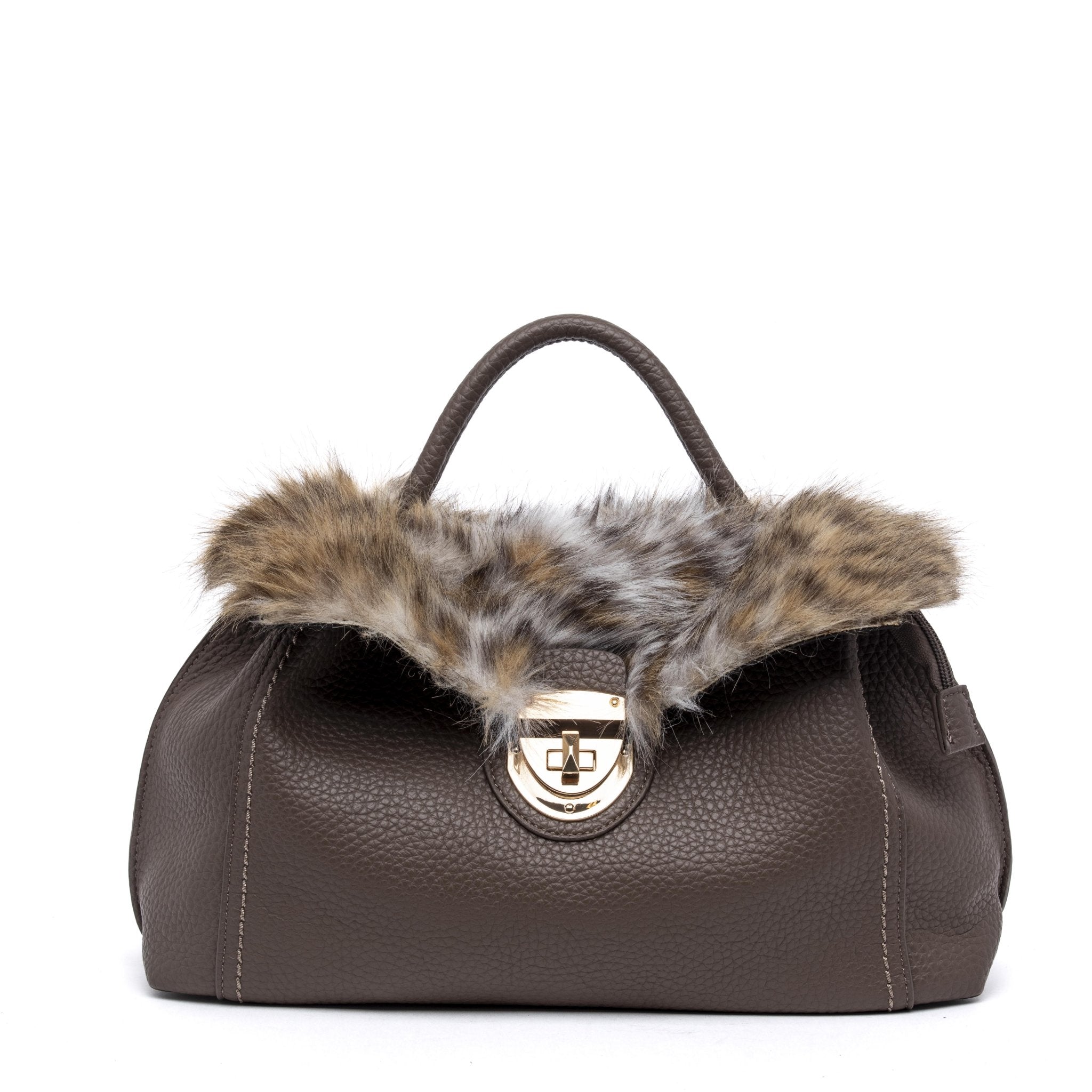 Borsa a mano bauletto con pelliccia. - TreemmeCreazioni