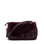 Borsa a mano in eco pelliccia bordeaux. - TreemmeCreazioni