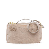 Borsa a mano in eco pelliccia burro.