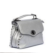 Borsa a mano in ecopelle laminata argento - TreemmeCreazioni
