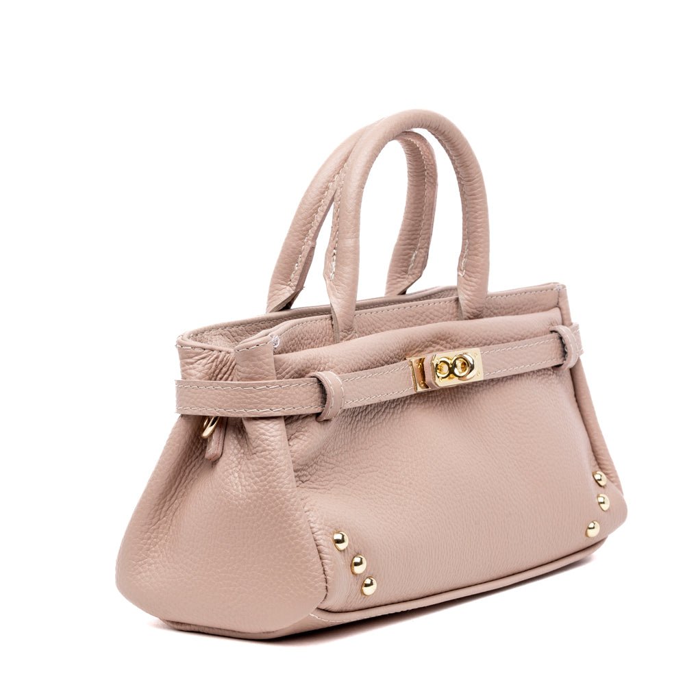 Borsa a mano in pelle bottolata rosa antico - TreemmeCreazioni