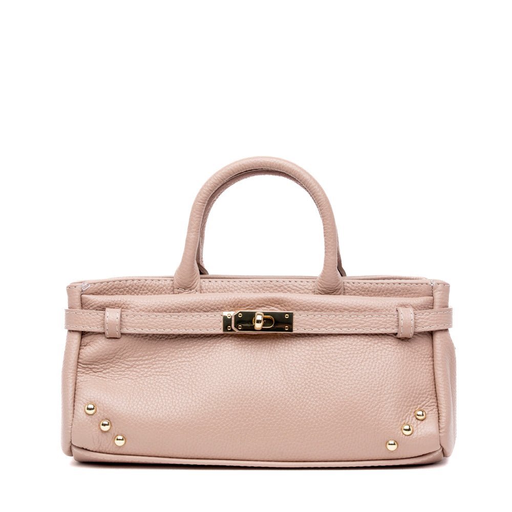 Borsa a mano in pelle bottolata rosa antico - TreemmeCreazioni