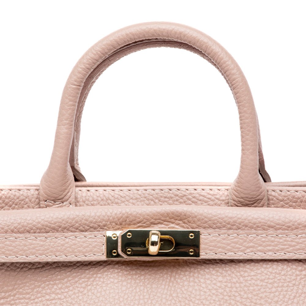 Borsa a mano in pelle bottolata rosa antico - TreemmeCreazioni