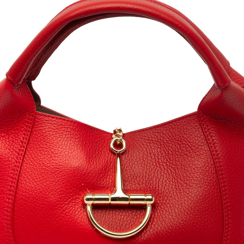 Borsa a mano in pelle rossa con morsetto - TreemmeCreazioni