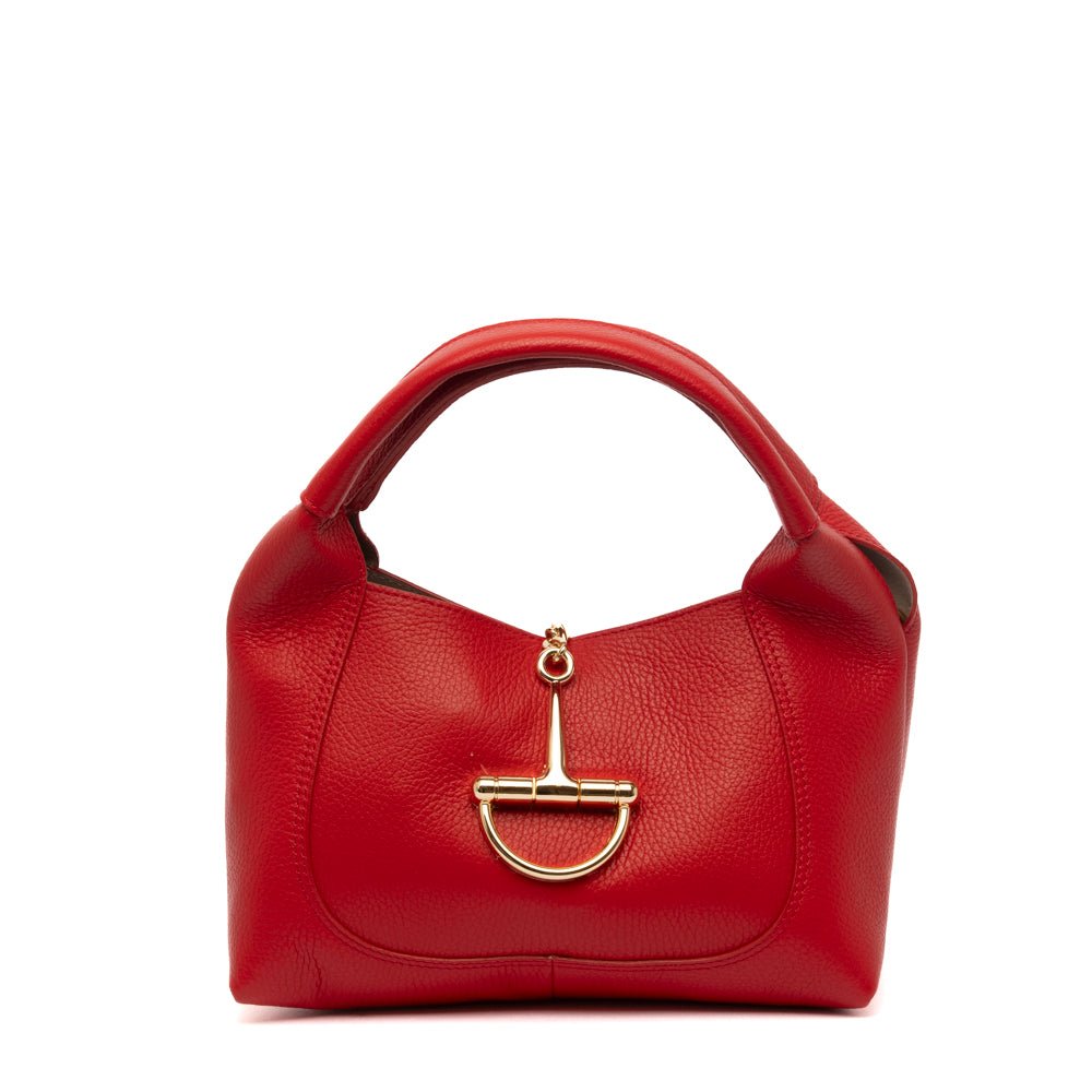 Borsa a mano in pelle rossa con morsetto - TreemmeCreazioni