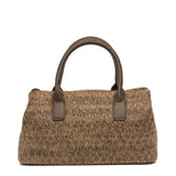 Borsa a mano in rafia marrone intrecciata