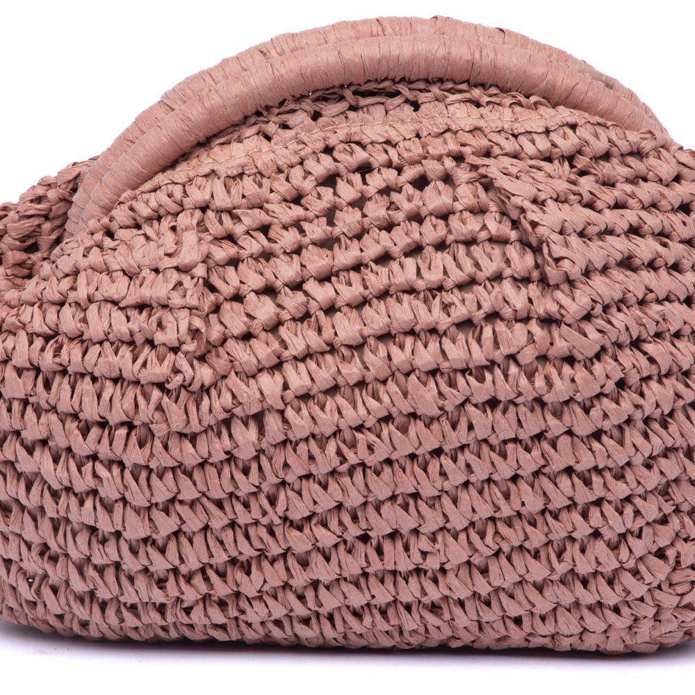 Borsa a mano in rafia rosa carico. - TreemmeCreazioni