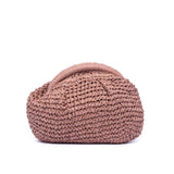 Borsa a mano in rafia rosa carico.
