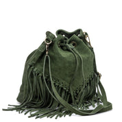 Borsa a secchiello in scamosciato verde. - TreemmeCreazioni