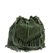 Borsa a secchiello in scamosciato verde. - TreemmeCreazioni