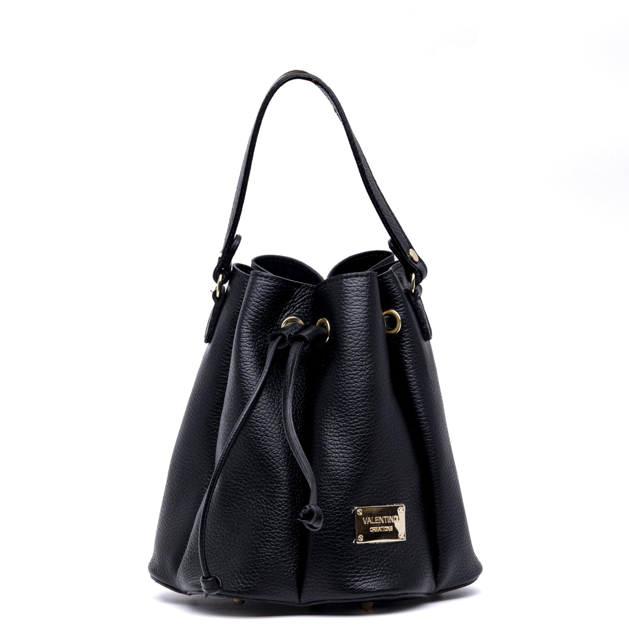 Borsa a secchiello in vitello nero. - TreemmeCreazioni