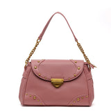 Borsa a spalla in ecopelle rosa antico.
