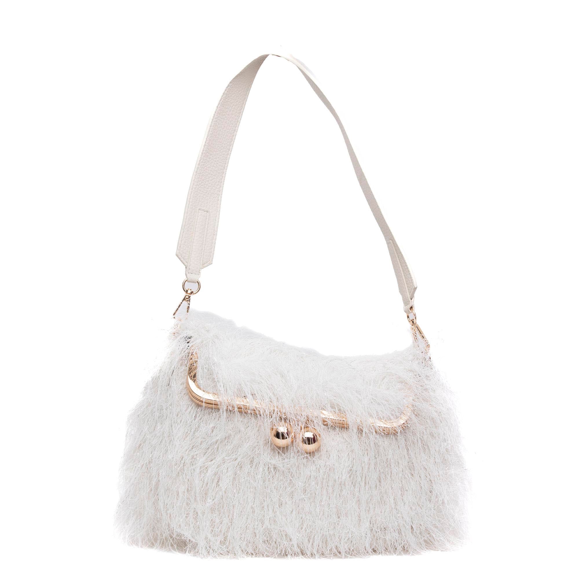 Borsa a spalla in effetto shearling burro. - TreemmeCreazioni