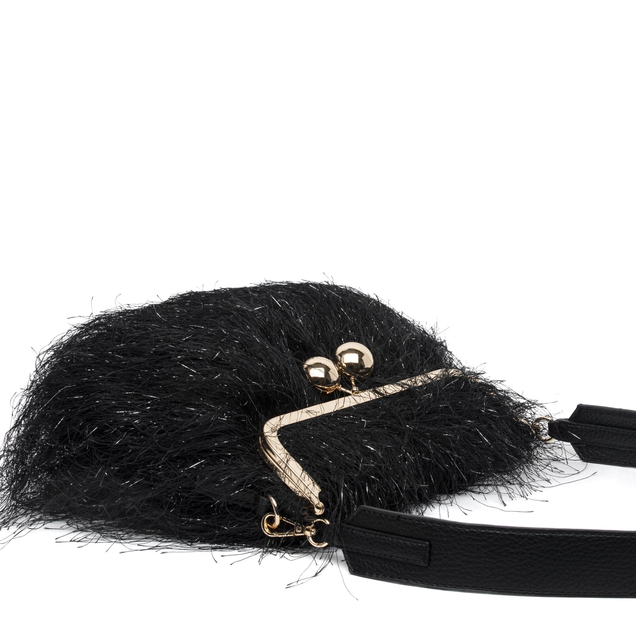 Borsa a spalla in effetto shearling nero. - TreemmeCreazioni