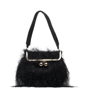 Borsa a spalla in effetto shearling nero. - TreemmeCreazioni