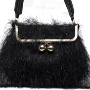 Borsa a spalla in effetto shearling nero. - TreemmeCreazioni