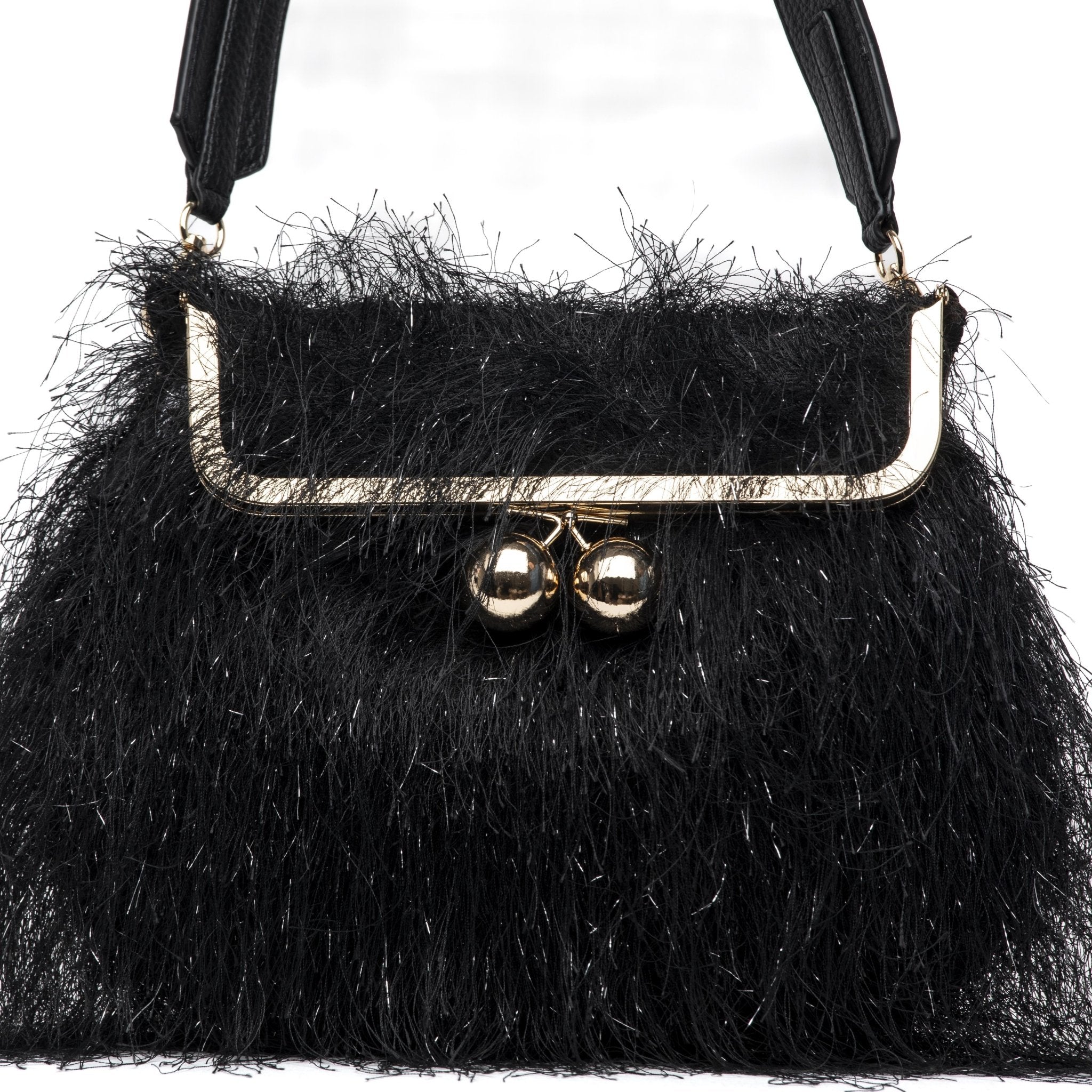 Borsa a spalla in effetto shearling nero. - TreemmeCreazioni