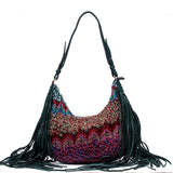 Borsa a spalla in lana multicolor.