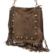 Borsa a spalla in pelle scamosciata con frange. - TreemmeCreazioni