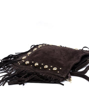 Borsa a spalla in pelle scamosciata con frange. - TreemmeCreazioni