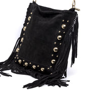 Borsa a spalla in pelle scamosciata con frange. - TreemmeCreazioni