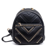 Borsa a zainetto trapuntata con catene.