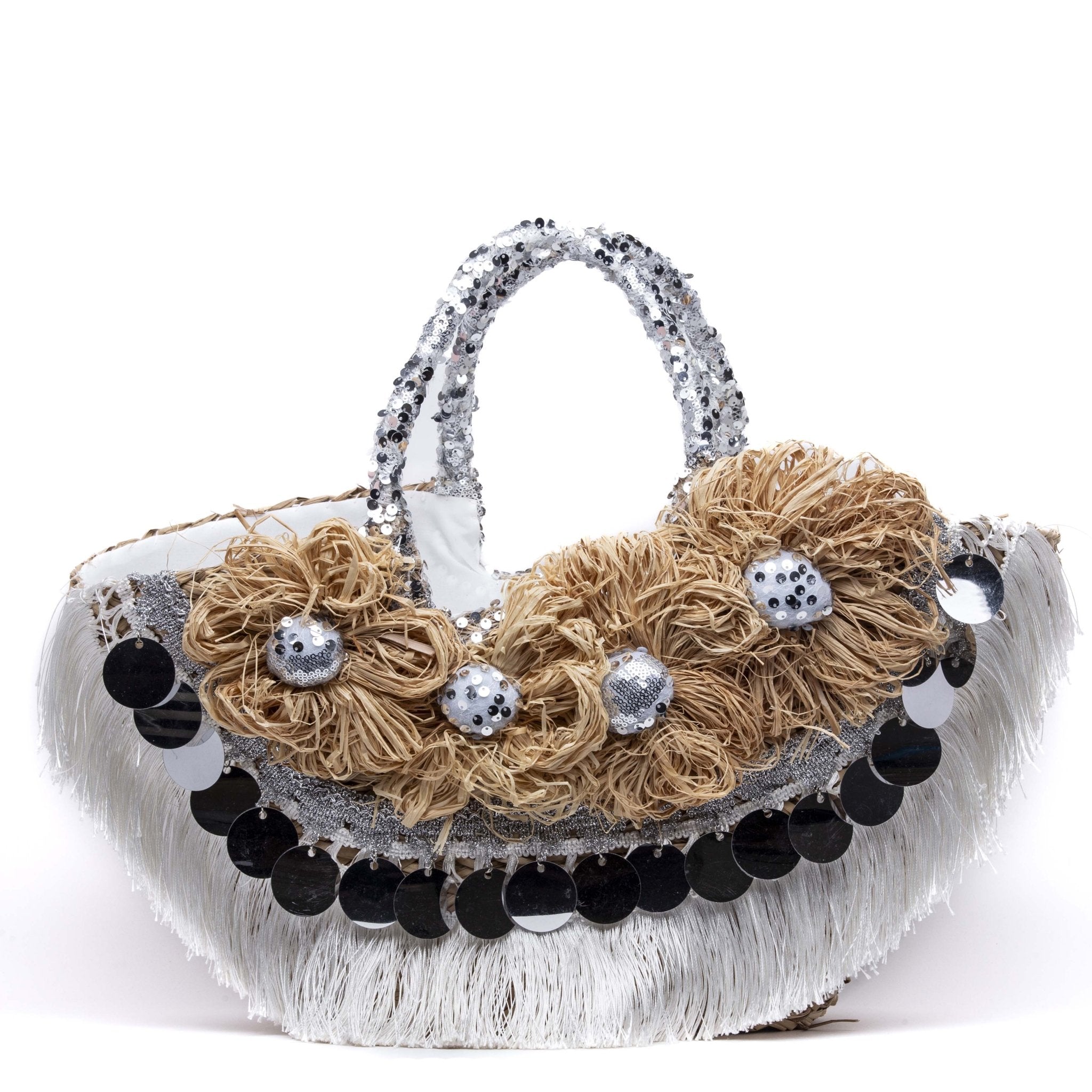 Borsa Capri in paglia con applicazioni. - TreemmeCreazioni