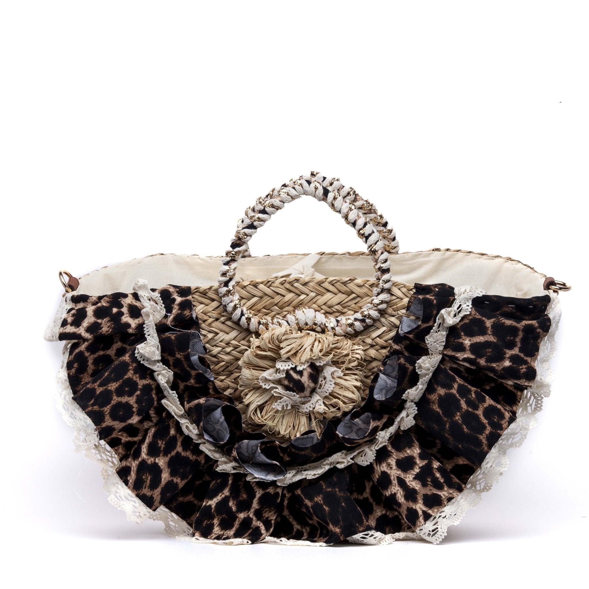 Borsa Capri in paglia e tessuto maculato. - TreemmeCreazioni
