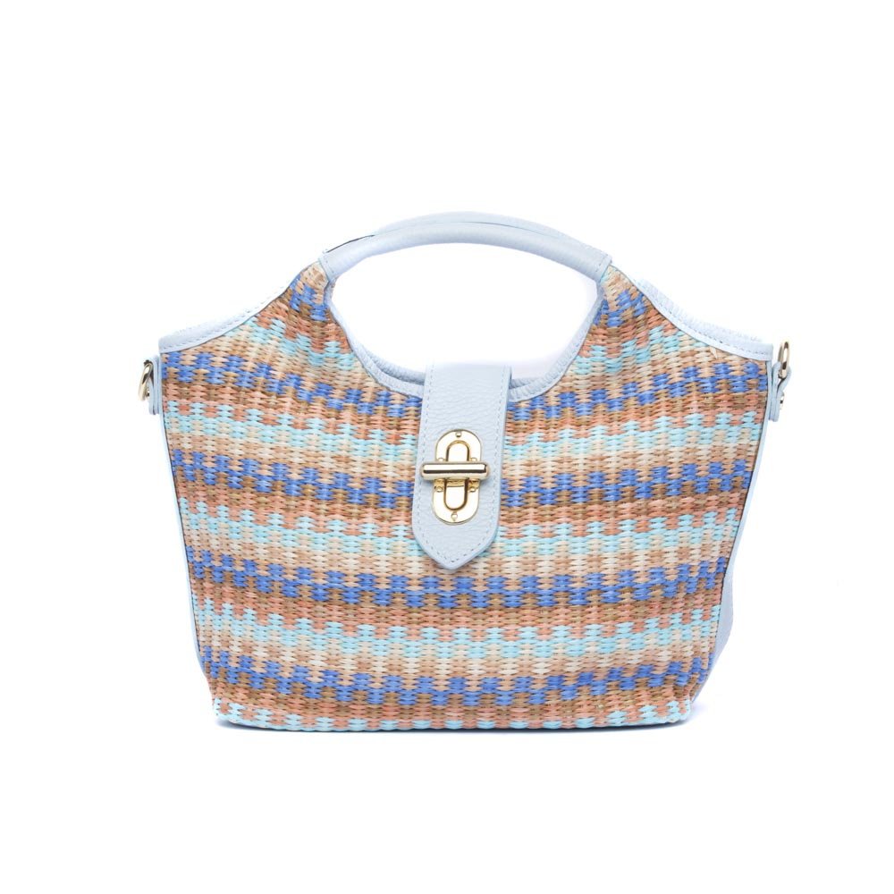 Borsa estiva intrecciata con dettagli in pelle. - TreemmeCreazioni