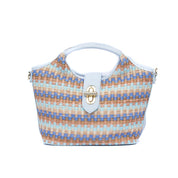 Borsa estiva intrecciata con dettagli in pelle. - TreemmeCreazioni