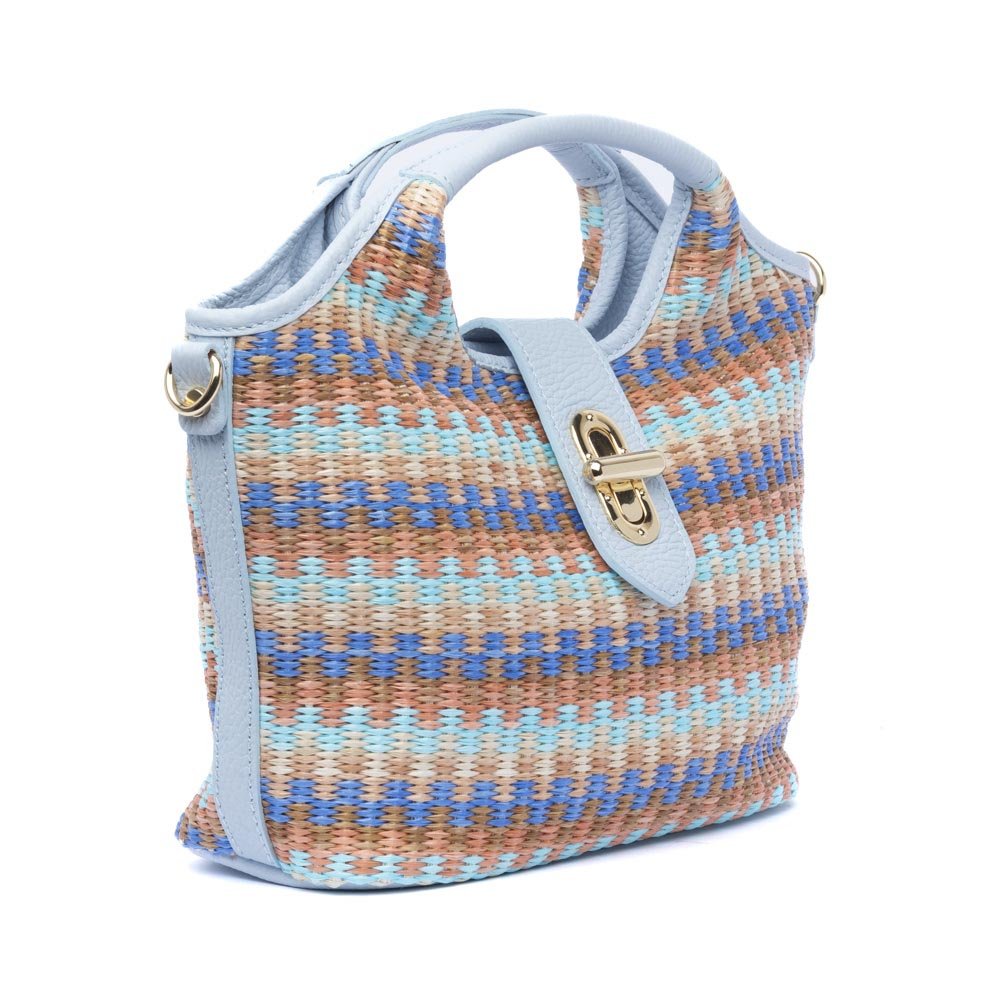 Borsa estiva intrecciata con dettagli in pelle. - TreemmeCreazioni