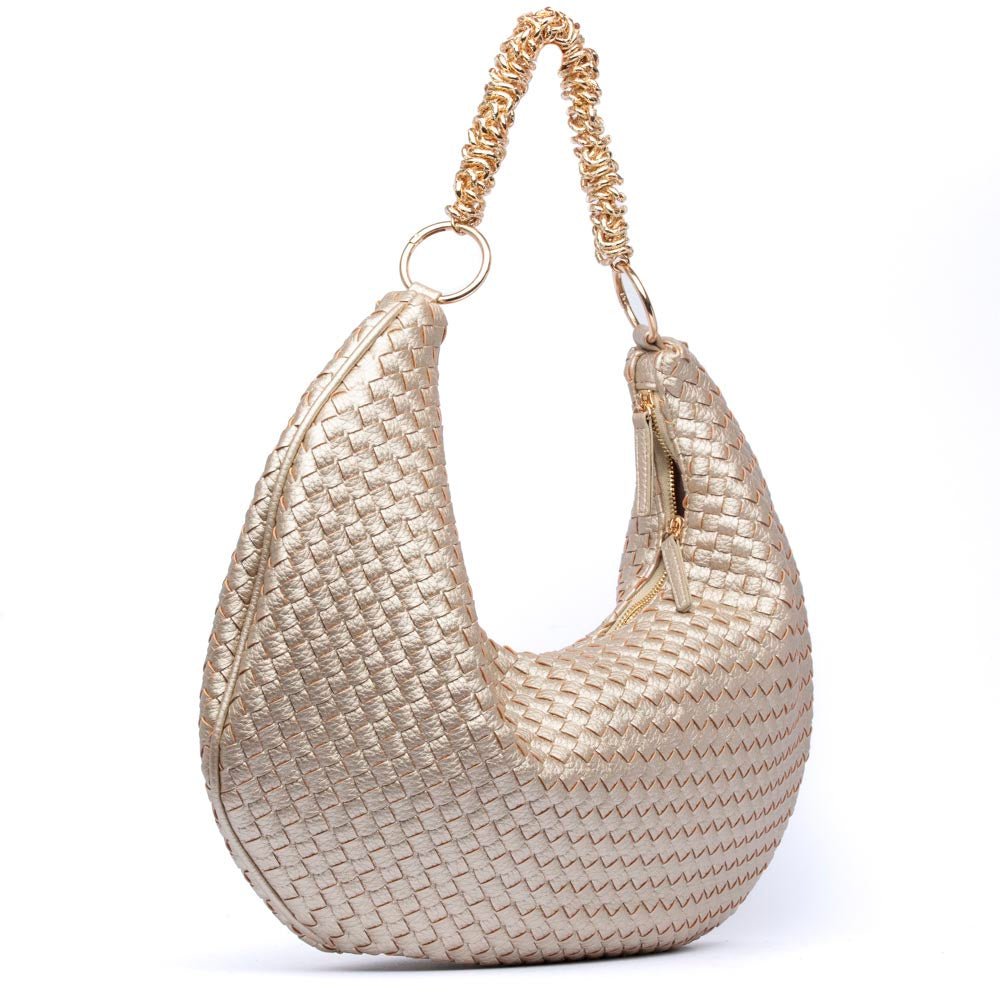 Borsa Hobo in ecopelle intrecciata platino. - TreemmeCreazioni