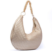 Borsa Hobo in ecopelle intrecciata platino. - TreemmeCreazioni