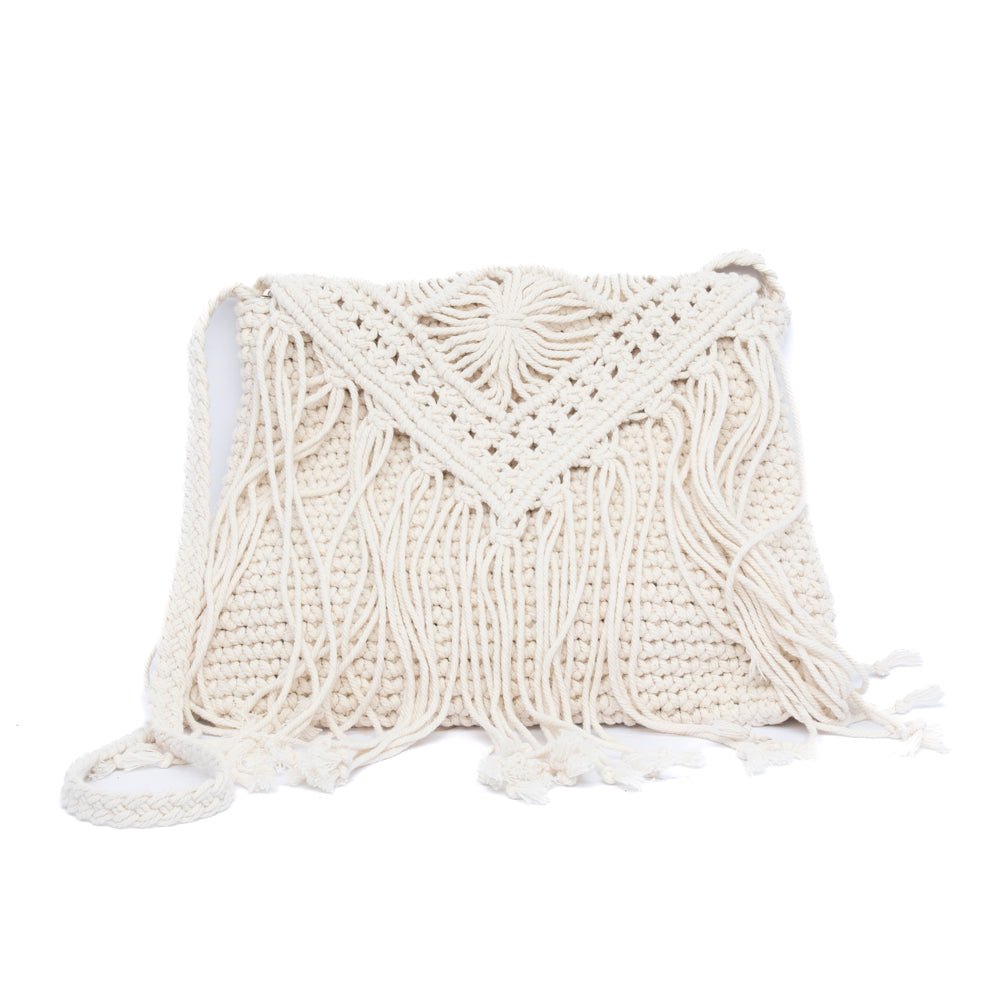 Borsa in crochet burro con frange - TreemmeCreazioni