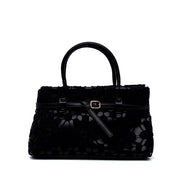Borsa in ecopelle nera con pizzo - TreemmeCreazioni