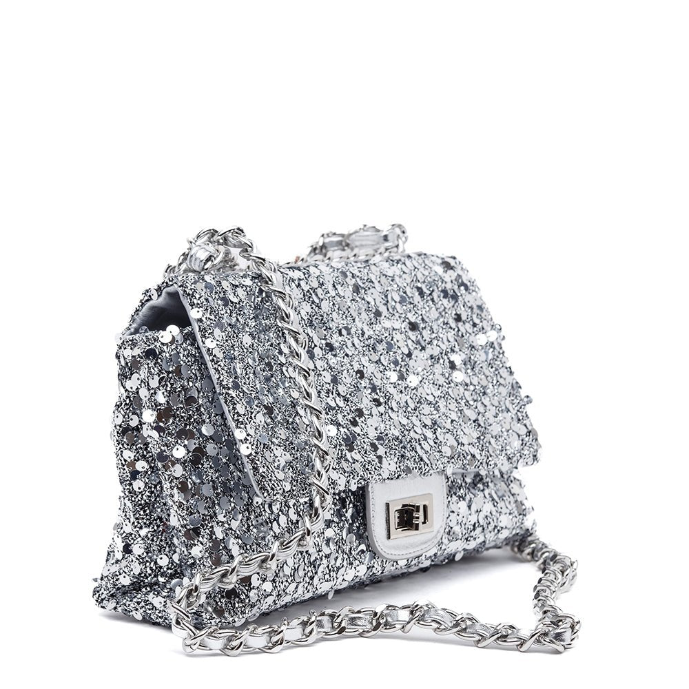 Borsa in maxi paillettes argento. - TreemmeCreazioni